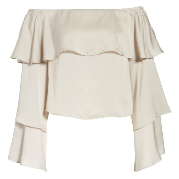 Leith Off the Shoulder Silky Ruffle Top M - Picture 4 of 7